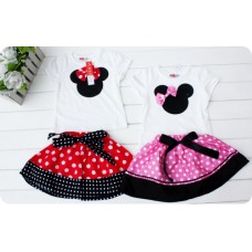 Minnie Mouse Polka Skirt Set - Pink 