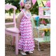 Girl's Chevron Summer Maxi Dress - Pink 